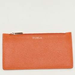 Pre Owned Furla Pink/Orange Leather Flap Wallet