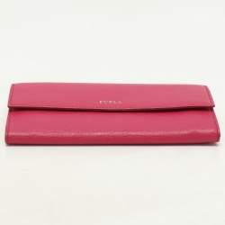 Pre Owned Furla Pink/Orange Leather Flap Wallet
