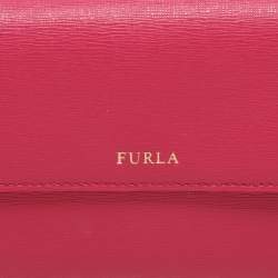 Pre Owned Furla Pink/Orange Leather Flap Wallet