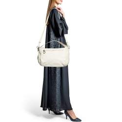 Furla Cream Snakeskin Embossed and Leather Zip Around Crossbody Bag