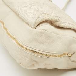 Furla Cream Snakeskin Embossed and Leather Zip Around Crossbody Bag