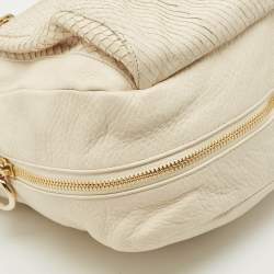 Furla Cream Snakeskin Embossed and Leather Zip Around Crossbody Bag