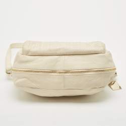 Furla Cream Snakeskin Embossed and Leather Zip Around Crossbody Bag