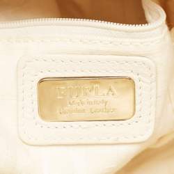 Furla Cream Snakeskin Embossed and Leather Zip Around Crossbody Bag