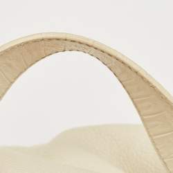 Furla Cream Snakeskin Embossed and Leather Zip Around Crossbody Bag