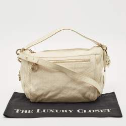 Furla Cream Snakeskin Embossed and Leather Zip Around Crossbody Bag