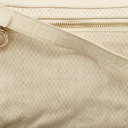 Furla Cream Snakeskin Embossed and Leather Zip Around Crossbody Bag