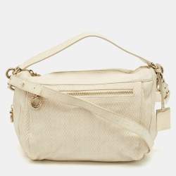Furla Cream Snakeskin Embossed and Leather Zip Around Crossbody Bag