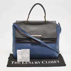 Furla Blue/Grey Leather Artesia Creta Top Handle Bag
