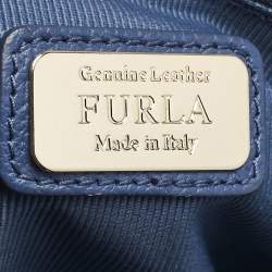 Furla Blue/Grey Leather Artesia Creta Top Handle Bag