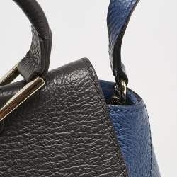Furla Blue/Grey Leather Artesia Creta Top Handle Bag