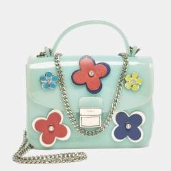 Furla Green Rubber Mini Floral Candy Bon Bon Bag