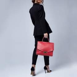 Furla Red Leather Large Julia Top Handle Bag