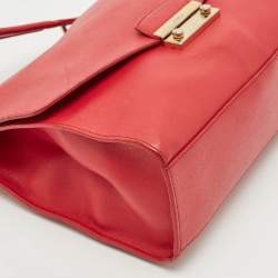 Furla Red Leather Large Julia Top Handle Bag