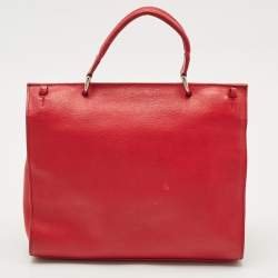 Furla Red Leather Large Julia Top Handle Bag