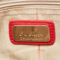 Furla Red Leather Large Julia Top Handle Bag
