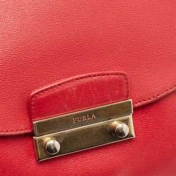 Furla Red Leather Large Julia Top Handle Bag