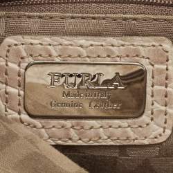 Furla Light Beige Croc Embossed Leather Practica Tote