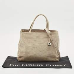 Furla Light Beige Croc Embossed Leather Practica Tote