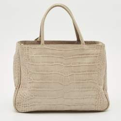 Furla Light Beige Croc Embossed Leather Practica Tote