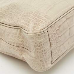Furla Light Beige Croc Embossed Leather Practica Tote