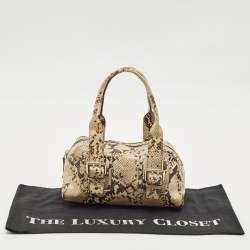 Furla Beige Python Embossed Leather Satchel