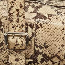 Furla Beige Python Embossed Leather Satchel