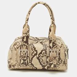 Furla Beige Python Embossed Leather Satchel