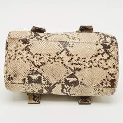 Furla Beige Python Embossed Leather Satchel