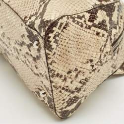 Furla Beige Python Embossed Leather Satchel