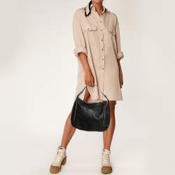 Furla Black Leather Zip Hobo