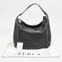 Furla Black Leather Zip Hobo