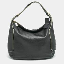 Furla Black Leather Zip Hobo