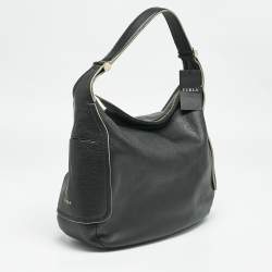 Furla Black Leather Zip Hobo