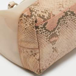 Furla Peach Python Embossed Leather and Rubber Candy Boston Bag