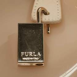 Furla Peach Python Embossed Leather and Rubber Candy Boston Bag