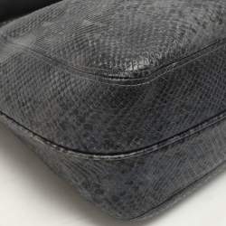 Furla Blue/Black Python Embossed Leather Hobo