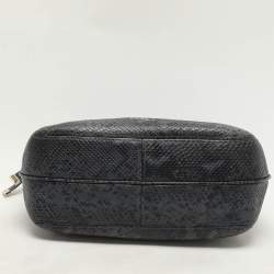 Furla Blue/Black Python Embossed Leather Hobo