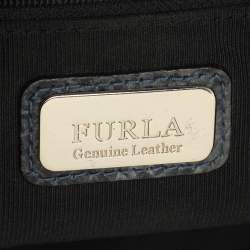 Furla Blue/Black Python Embossed Leather Hobo