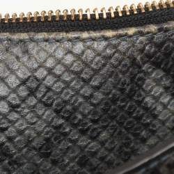 Furla Blue/Black Python Embossed Leather Hobo