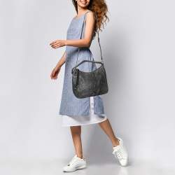 Furla Blue/Black Python Embossed Leather Hobo
