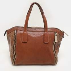 Furla Brown Leather Zip Detail Satchel