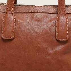 Furla Brown Leather Zip Detail Satchel