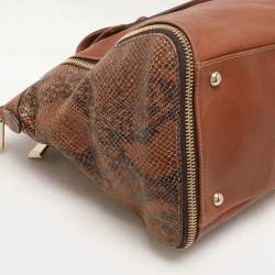 Furla Brown Leather Zip Detail Satchel