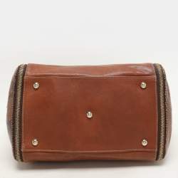 Furla Brown Leather Zip Detail Satchel