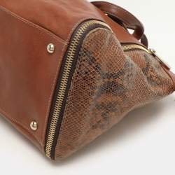 Furla Brown Leather Zip Detail Satchel