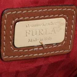 Furla Brown Leather Zip Detail Satchel