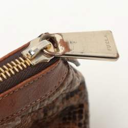 Furla Brown Leather Zip Detail Satchel