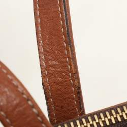 Furla Brown Leather Zip Detail Satchel
