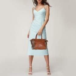 Furla Brown Leather Zip Detail Satchel